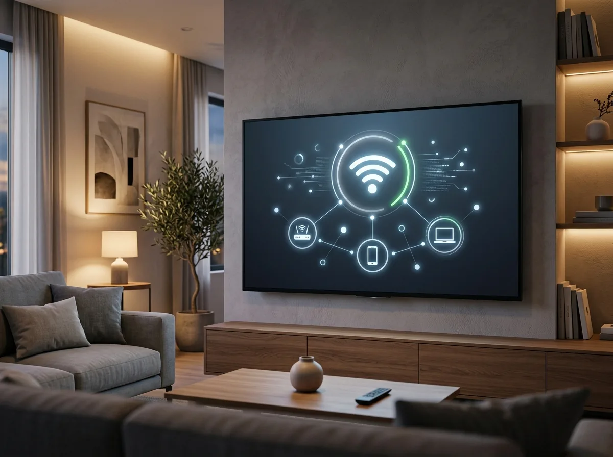 TV screen showing intuitive Wi-Fi connection interface